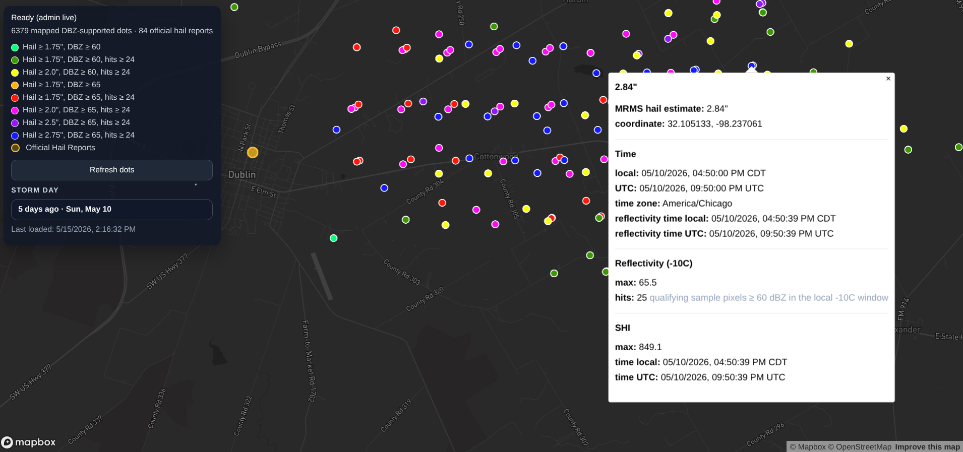 HailLeads storm map